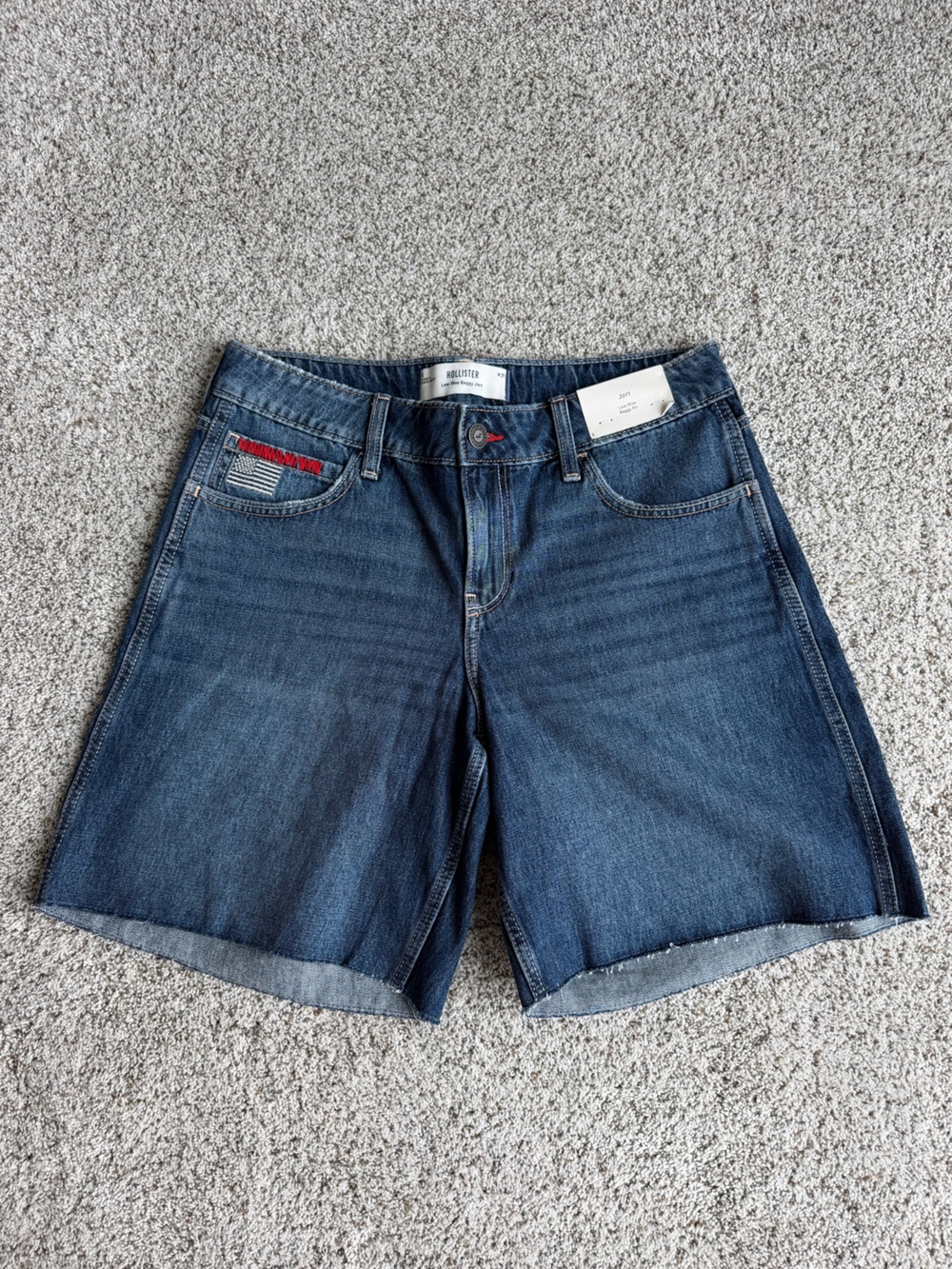 Hollister Low Rise Baggy Jorts W29 8 American Flag Denim Bermuda Shorts NWT - Picture 2 of 10